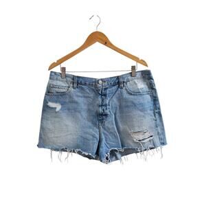 BDG High Rise Distressed Light Wash Denim Shorts Size 34